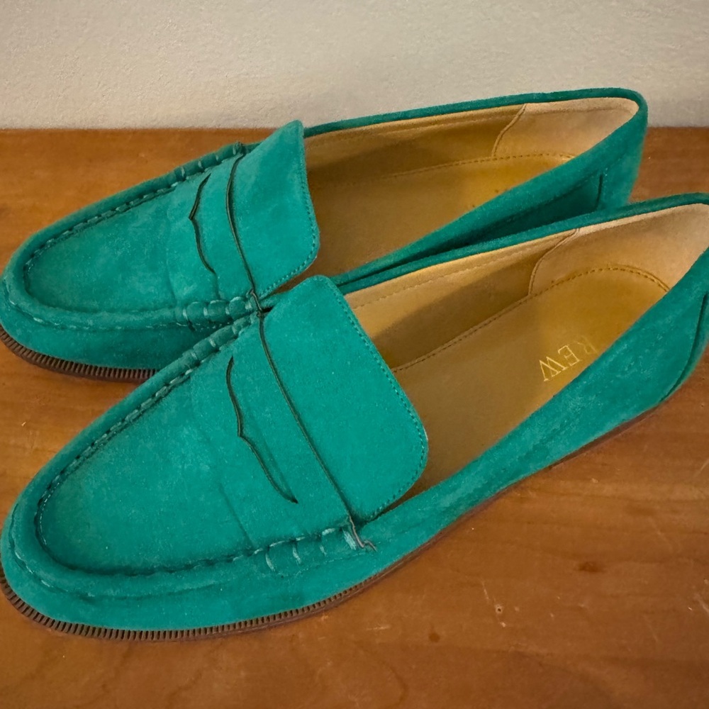 J. Crew Factory Green Suede Loafers